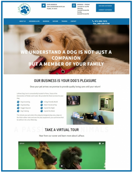 Website for Dog Boarding & Grooming